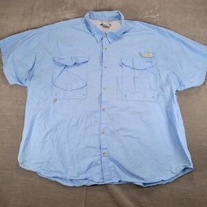 Columbia Mens 4XL‎ Light Blue Short Sleeve Fishing Shirt